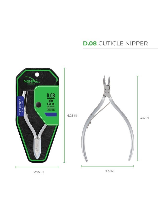NGHIA Cuticle Nipper - D-08 Jaw 16 | Stainless Steel | Durable And Sharp | Ergonomic Design | Grey Plated | Ideal For Salons And Home Use - Image 2