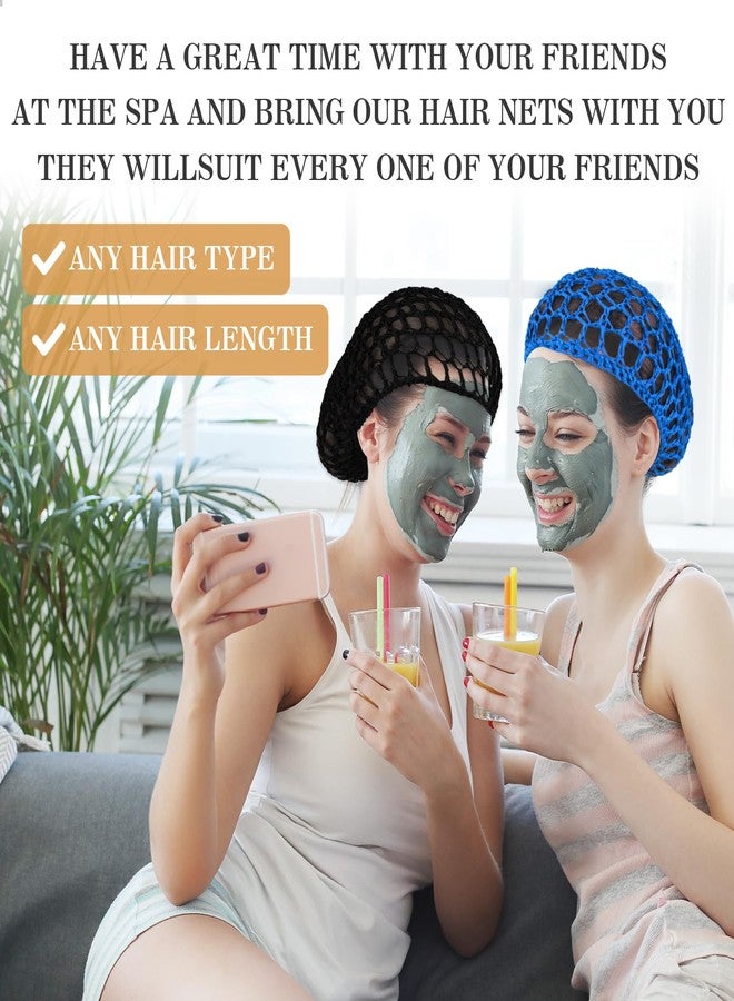 Aster 4 Pcs Mesh Crochet Hair Net, Rayon Knit Snood Hat, Hair Wrap for Sleep, Nylon Hairnet Snoods Cover Ornament for Women Sleeping(Black, Pink, Blue, Purple) - Image 5