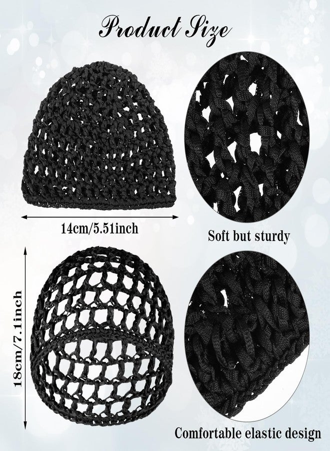 Aster 4 Pcs Mesh Crochet Hair Net, Rayon Knit Snood Hat, Hair Wrap for Sleep, Nylon Hairnet Snoods Cover Ornament for Women Sleeping(Black, Pink, Blue, Purple) - Image 2