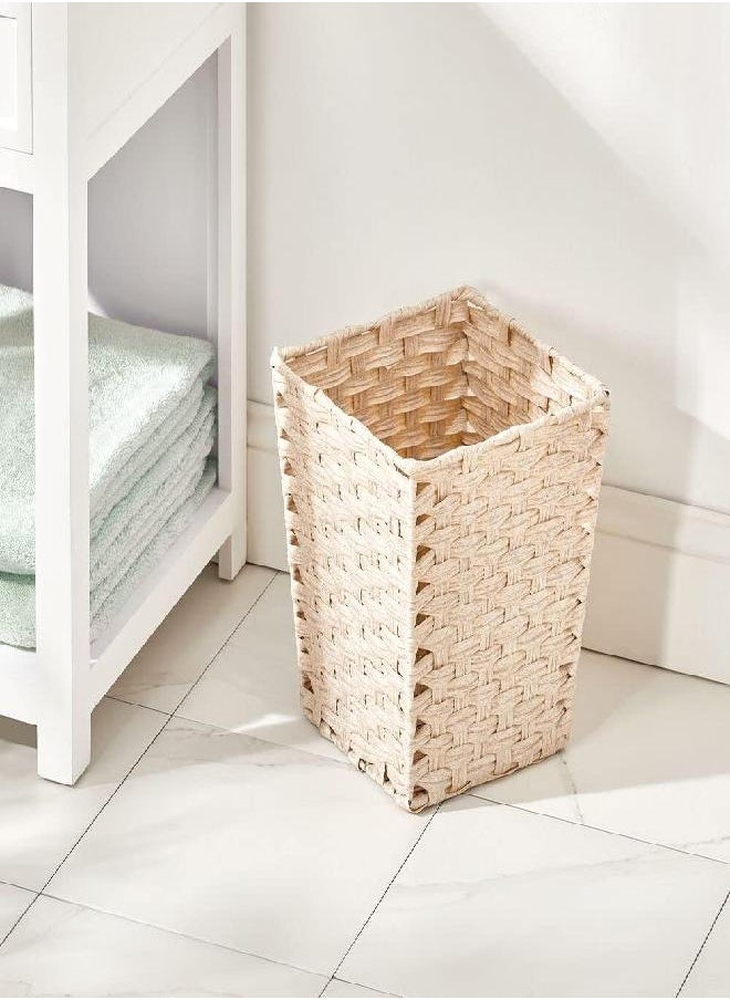 mDesign Small Woven Basket Trash Can Wastebasket - Square Garbage Container Bin for Bathrooms, Kitchens, Home Offices, Craft, Laundry, Utility Rooms, Garages - Cream/Beige - pzsku/ZCCFFC72832F5017BC9A7Z/45/_/1692791429/1a242789-9987-44eb-bb1f-98d25762e5c1