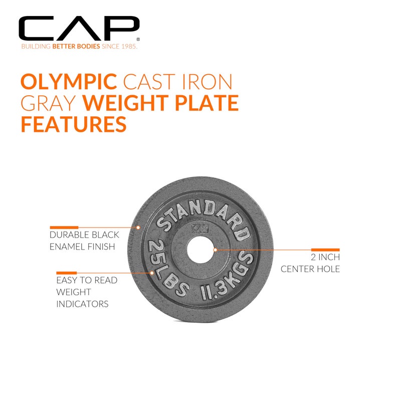 CAP Barbell Olympic 2-Inch Weight Plate, Gray, 5 LBS - 4 Plate Set - Image 3