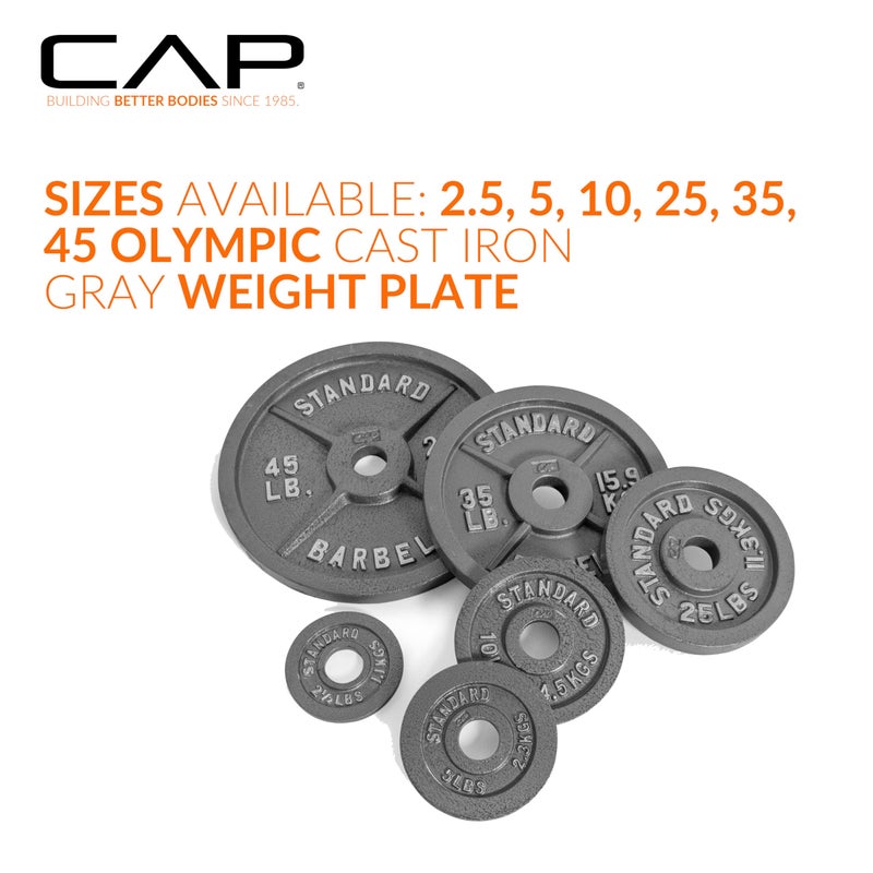 CAP Barbell Olympic 2-Inch Weight Plate, Gray, 5 LBS - 4 Plate Set - Image 5