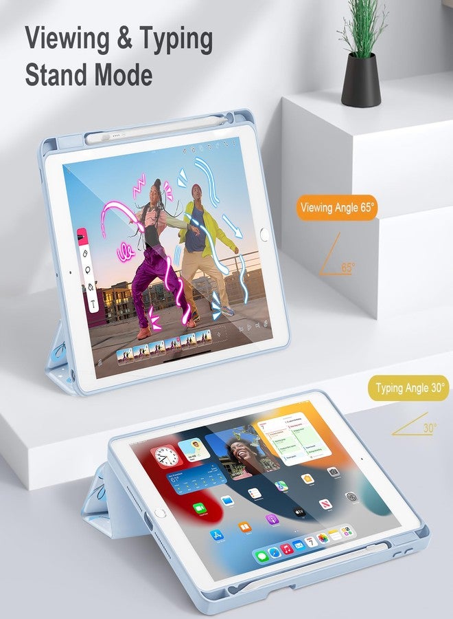 May Chen for iPad 9th Generation with Pencil Holder, iPad 8th/7th Gen Case 10.2-inch, [Penceil Holder] Trifold Stand Auto Wake/Sleep Clear TPU Protection Back Cover, Blue Bows - Image 5