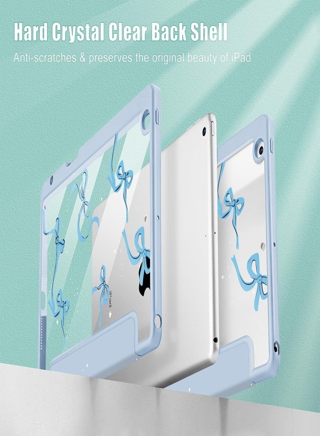 May Chen for iPad 9th Generation with Pencil Holder, iPad 8th/7th Gen Case 10.2-inch, [Penceil Holder] Trifold Stand Auto Wake/Sleep Clear TPU Protection Back Cover, Blue Bows - Image 4