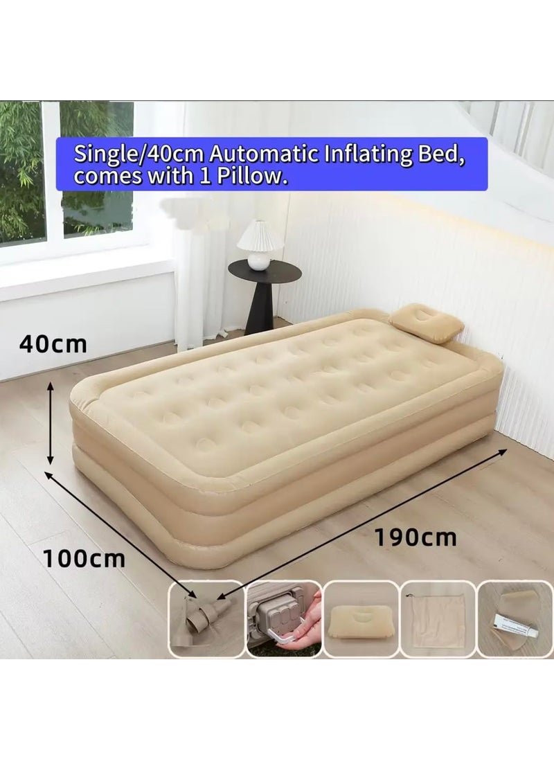 Alinos Alinos Single Air Bed Inflatable Bed with Builtin Electric Pump 3 Mins Quick SelfInflationDeflation Guest Air Mattress Blow Up Bed for Home Portable Camping Travel 190x100x40cm 250kg MAX  - Image 4
