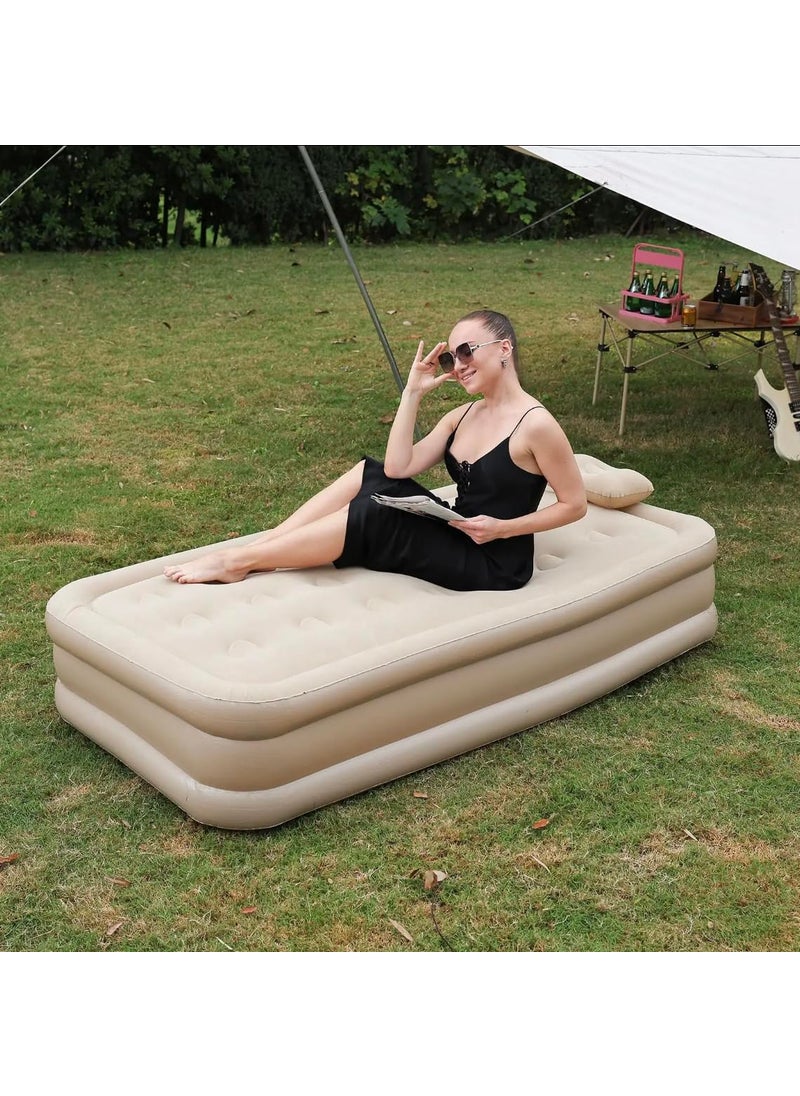 Alinos Alinos Single Air Bed Inflatable Bed with Builtin Electric Pump 3 Mins Quick SelfInflationDeflation Guest Air Mattress Blow Up Bed for Home Portable Camping Travel 190x100x40cm 250kg MAX  - Image 3