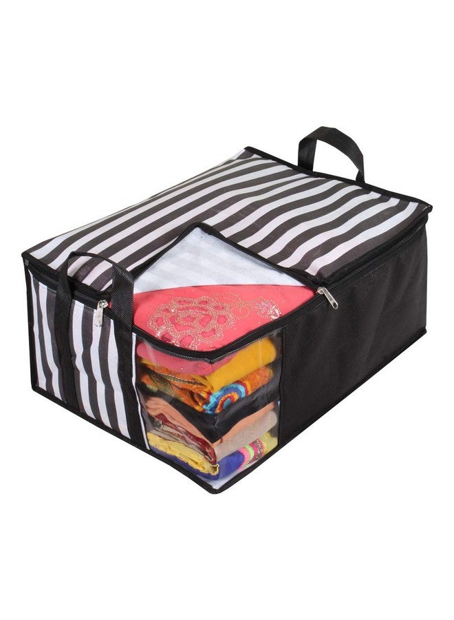 PrettyKrafts ™ Presents Non Woven Saree Cover Storage Bags For Clothes With Combo Offer Saree Organizer For Wardrobe/Organizers For Clothes/Organizers For Wardrobe Pack Of 3 - Black - Image 3