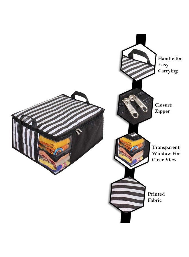 PrettyKrafts ™ Presents Non Woven Saree Cover Storage Bags For Clothes With Combo Offer Saree Organizer For Wardrobe/Organizers For Clothes/Organizers For Wardrobe Pack Of 3 - Black - Image 4