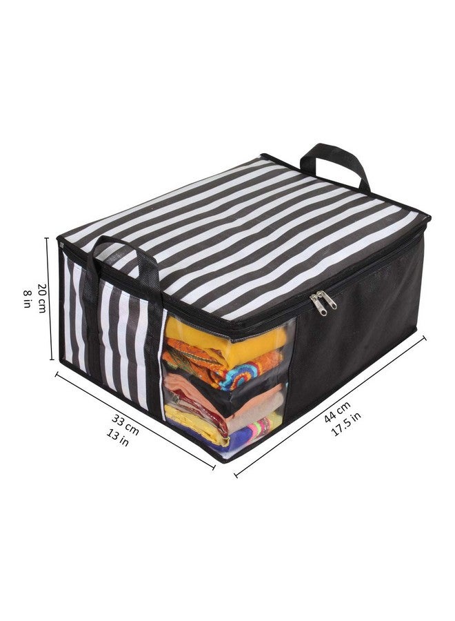 PrettyKrafts ™ Presents Non Woven Saree Cover Storage Bags For Clothes With Combo Offer Saree Organizer For Wardrobe/Organizers For Clothes/Organizers For Wardrobe Pack Of 3 - Black - Image 2