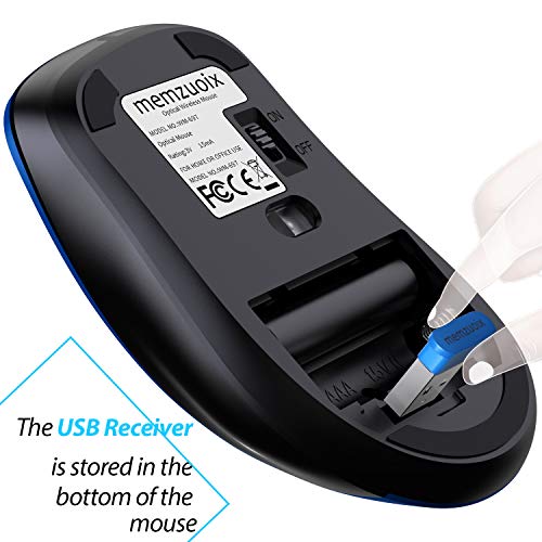 memzuoix 2.4G Portable Wireless Mouse, 1400 DPI Mobile Optical Cordless Mice with USB Receiver for Computer, Laptop, PC, Desktop, MacBook, 5 Buttons, Blue - Image 5