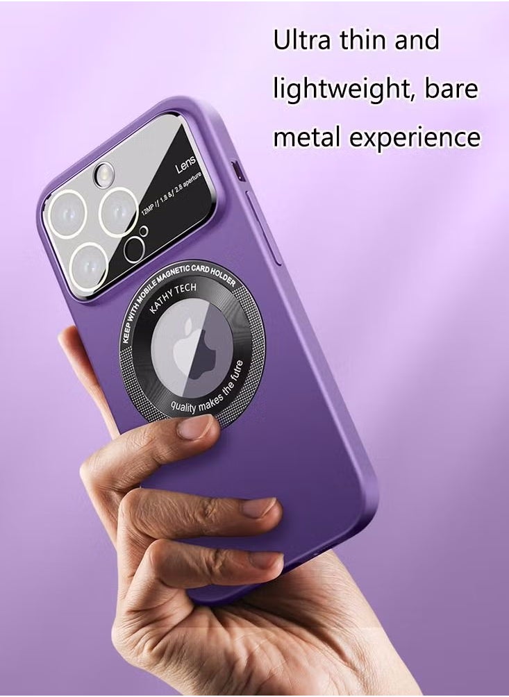 WAOKN - Magnetic Case for iPhone 15 Pro Luxury Slim Mat Magnet Ultra Thin Hard PC Shockproof Cover Ultra Thin Cover with Lanyard Purple - Image 1