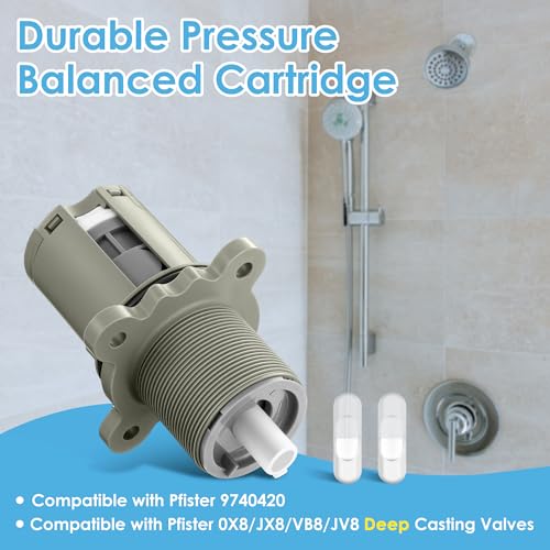 Dreyoo Shower Cartridge Compatible with Pfister 9740420 Pressure Balance Cartridges Shower Cartridge Replacement Compatible with Pfister 0X8JV8JX8VB8 Casting Valves Easy to Install 1 Pack - Image 3