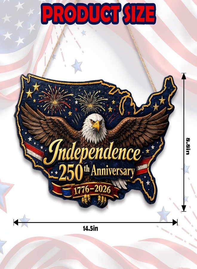 KOYILTD 250 Anniversary USA Patriotic Wreaths for Front Door, 4th of July Decorations Outdoor, 250th Anniversary Eagle Wreath, Fourth of July Red White and Blue Wreath (Map) - Image 3