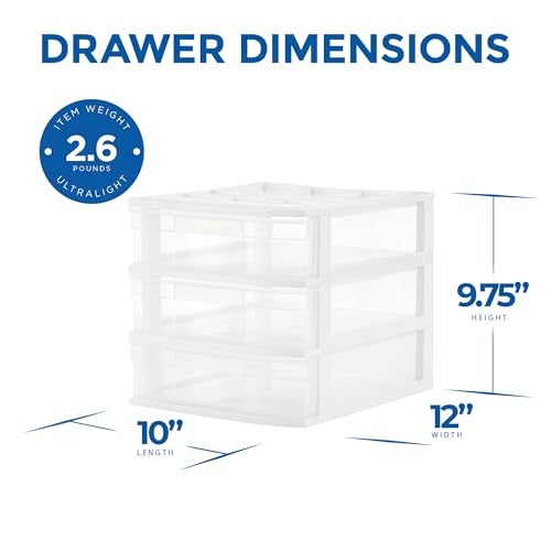 Gracious Living 3Drawer Desktop and Countertop Organizer Drawer Set WhiteClear - Image 3