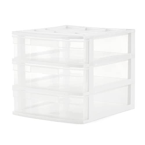Gracious Living 3Drawer Desktop and Countertop Organizer Drawer Set WhiteClear - Image 1