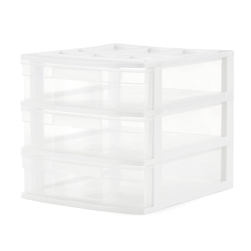 Gracious Living 3Drawer Desktop and Countertop Organizer Drawer Set WhiteClear - Image 2