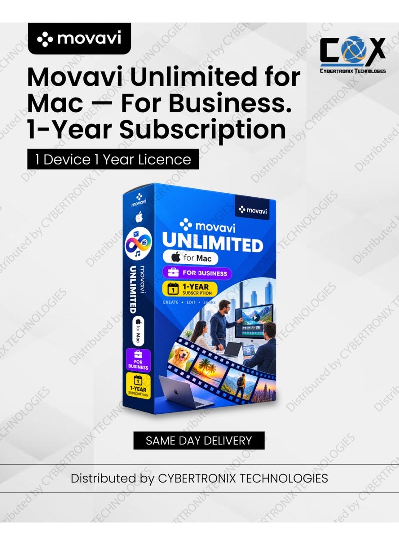 Movavi Unlimited for Mac For Business | 1 Device for 1 Year | Digital License | Same Day Delivery