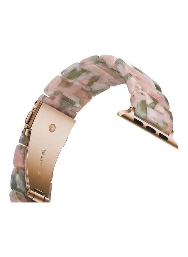 NIBEMINENT Simple Fashion Resin Strap for Apple Watch Series 5/4/3/2/1 38- 40mm Pink/Green  - Image 4