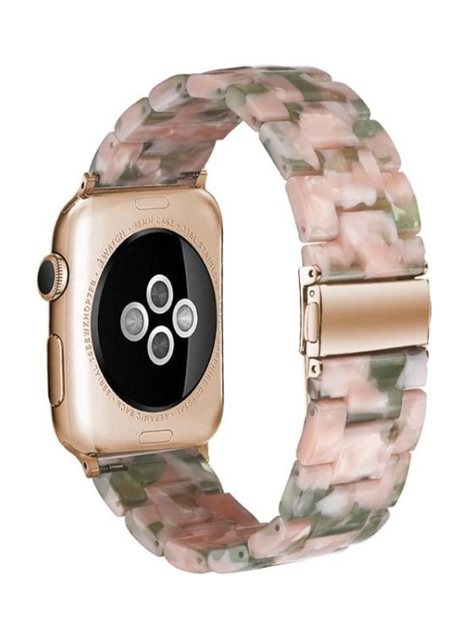 NIBEMINENT Simple Fashion Resin Strap for Apple Watch Series 5/4/3/2/1 38- 40mm Pink/Green  - Image 5