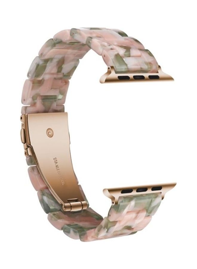 NIBEMINENT Simple Fashion Resin Strap for Apple Watch Series 5/4/3/2/1 38- 40mm Pink/Green  - Image 2
