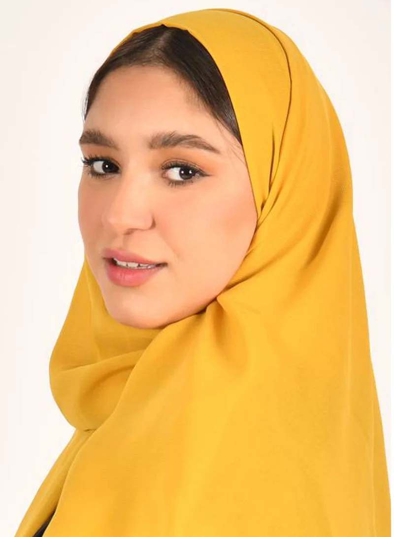 HAWRAA ABAYA Turmeric colored silk veil