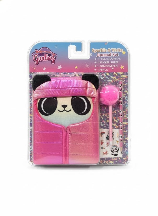 STRIDERS Sparkle & Write Journal Set for Girls - Adorable Panda Plush Diary with Pen, Stickers & Pouch | Ideal Writing, Drawing & Creative Gift for Kids, Perfect for School, Picnic & Parties - Image 1