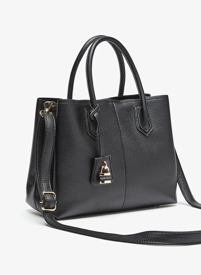 Flora Bella By Shoexpress Solid Tote Bag with Double Handle and Lock Accent