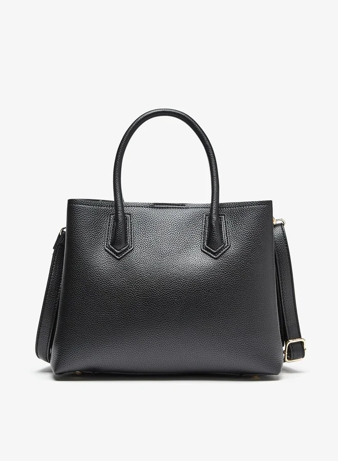 Flora Bella By Shoexpress Solid Tote Bag with Double Handle and Lock Accent