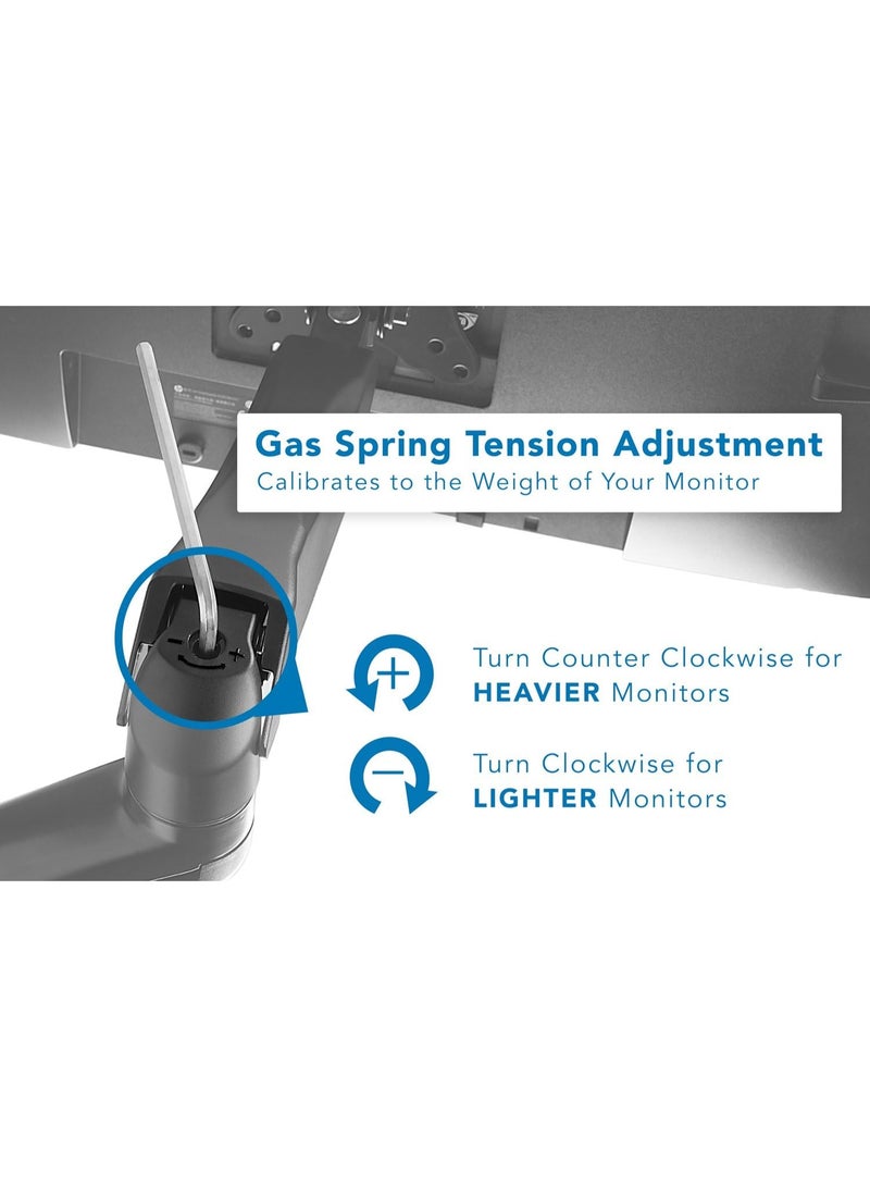 ذراع جداري لشاشة كمبيوتر بحركة كاملة – مزود بنظام ذراع غاز – مناسب لشاشات من 13 إلى 32 بوصة – متوافق مع VESA – قابل للإمالة والتدوير - Image 3