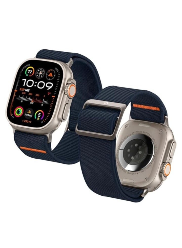 TIGER Lite Fit Ultra Nylon Solo Loop Band for Apple Watch – Compatible with Apple Watch Ultra 2 (49mm), Series 9/8/7 (45mm), Series SE2/6/SE/5/4 (44mm), and Series 3/2/1 (42mm) – Comfortable, Stretchable, Adjustable Strap for All-Day Wear  Blue - Image 1