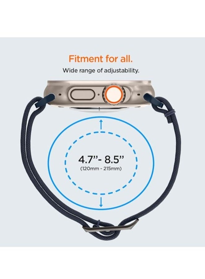 TIGER Lite Fit Ultra Nylon Solo Loop Band for Apple Watch – Compatible with Apple Watch Ultra 2 (49mm), Series 9/8/7 (45mm), Series SE2/6/SE/5/4 (44mm), and Series 3/2/1 (42mm) – Comfortable, Stretchable, Adjustable Strap for All-Day Wear  Blue - Image 2