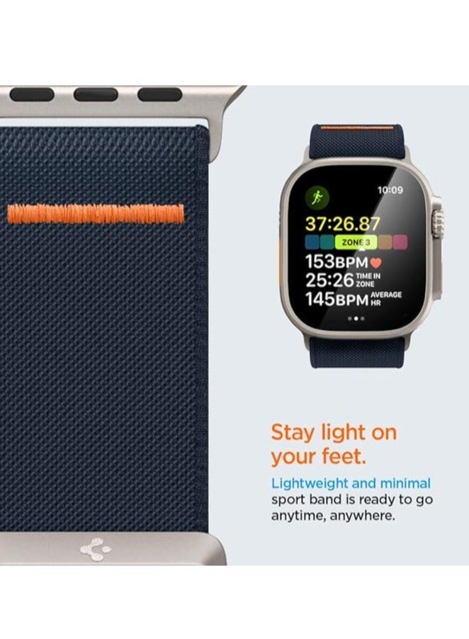 TIGER Lite Fit Ultra Nylon Solo Loop Band for Apple Watch – Compatible with Apple Watch Ultra 2 (49mm), Series 9/8/7 (45mm), Series SE2/6/SE/5/4 (44mm), and Series 3/2/1 (42mm) – Comfortable, Stretchable, Adjustable Strap for All-Day Wear  Blue - Image 4