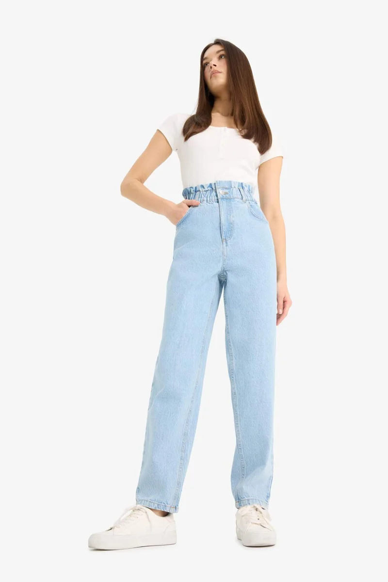 ديفاكتو Paperbag Fit Regular Hem Jeans