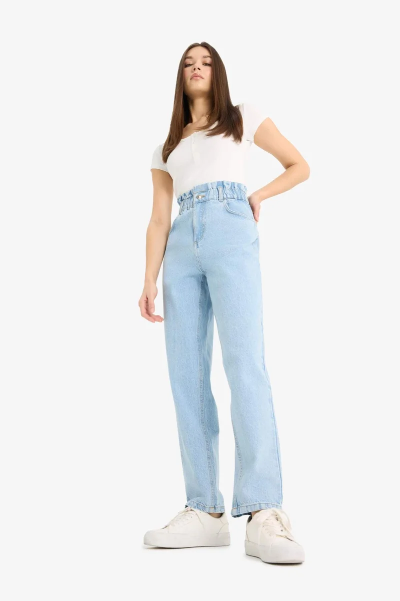 ديفاكتو Paperbag Fit Regular Hem Jeans