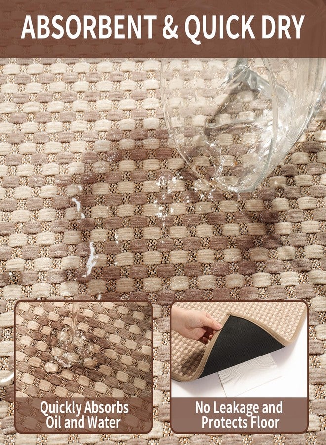 YDKGL Large Kitchen Runner Rugs Long Kitchen Mat Non Slip Washable, Super Absorbent Soft Chenille Braided Kitchen Mats for Floor, Rubber Backing Kitchen Sink Standing Mat, Easy Clean, Brown 36"x71" - Image 4