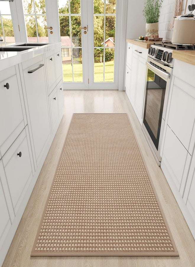 YDKGL Large Kitchen Runner Rugs Long Kitchen Mat Non Slip Washable, Super Absorbent Soft Chenille Braided Kitchen Mats for Floor, Rubber Backing Kitchen Sink Standing Mat, Easy Clean, Brown 36"x71" - Image 1