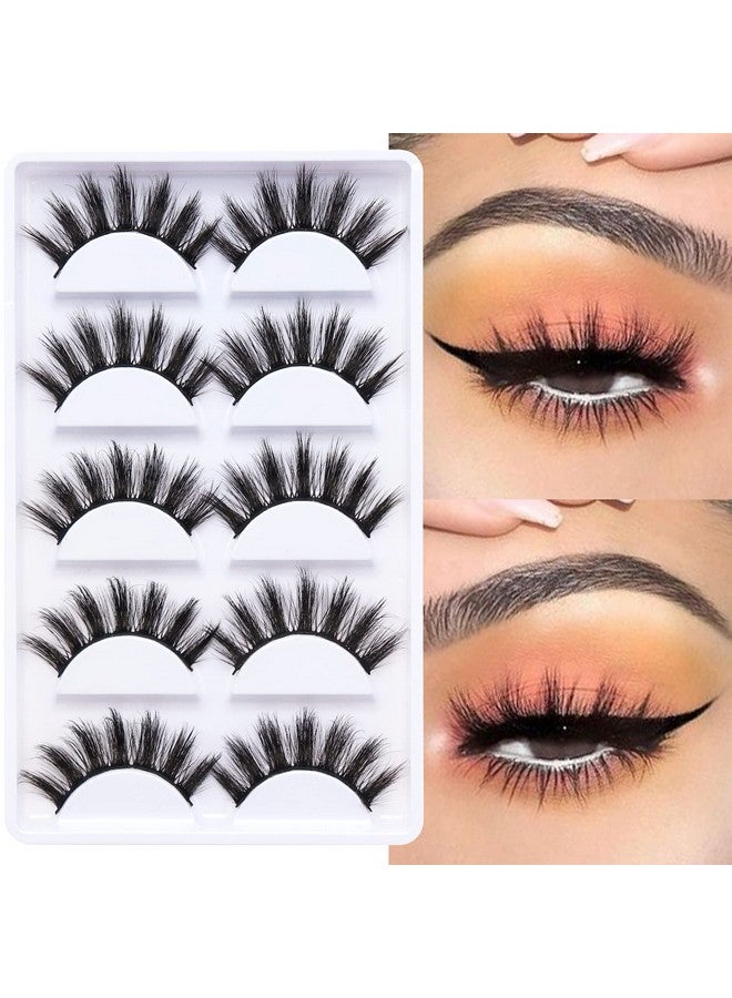 Veleasha Lashes 5D Faux Mink Lashes 100% Handmade Luxurious Fake Eyelashes Lightweight Fluffy False Eyelashes 5 Pairs Pack (Glam) - Image 3