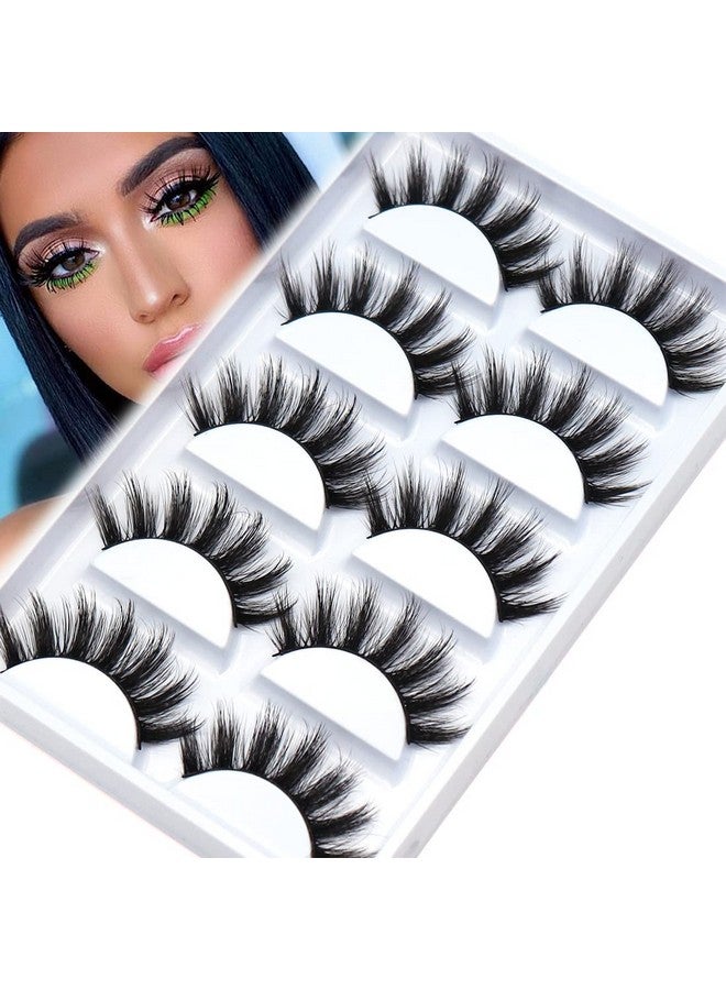 Veleasha Lashes 5D Faux Mink Lashes 100% Handmade Luxurious Fake Eyelashes Lightweight Fluffy False Eyelashes 5 Pairs Pack (Glam) - Image 2