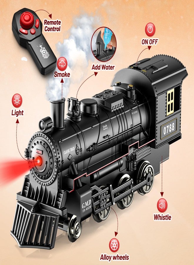 Hot Bee Train Set, Remote Control Train Toys with Luxury Track & Glowing Passenger Carriages, Metal Christmas Tree Train with Smoke, Light and Sound, Toy Train Set for 3 4 5 6 7+ Years Old Boys Gifts - Image 5