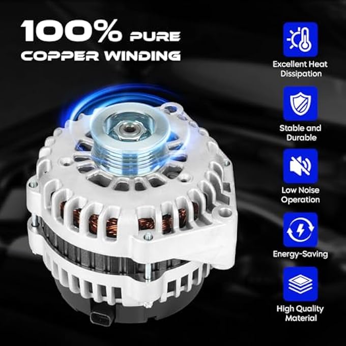 SEHNSUCHT New Alternator Replacement for Chevrolet Avalanche 1500 5.3L 2005-2006, for Escalade 6.0L 2005-2006, for Silverado 1500 2005-2007, for GMC Sierra 1500 2005-2007, 2-pin, 145A (Not for Hybrid) - Image 5