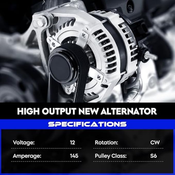 SEHNSUCHT New Alternator Replacement for Chevrolet Avalanche 1500 5.3L 2005-2006, for Escalade 6.0L 2005-2006, for Silverado 1500 2005-2007, for GMC Sierra 1500 2005-2007, 2-pin, 145A (Not for Hybrid) - Image 4