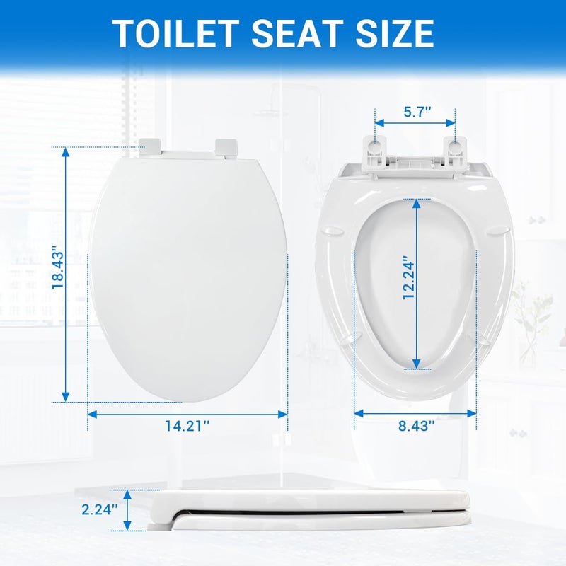 DryLabs Elongated Toilet Seat 18.5" - Soft Close, Durable PP Toilet Seat, Easy Installation & Removal, Fits Most Toilet Bowls - Image 2