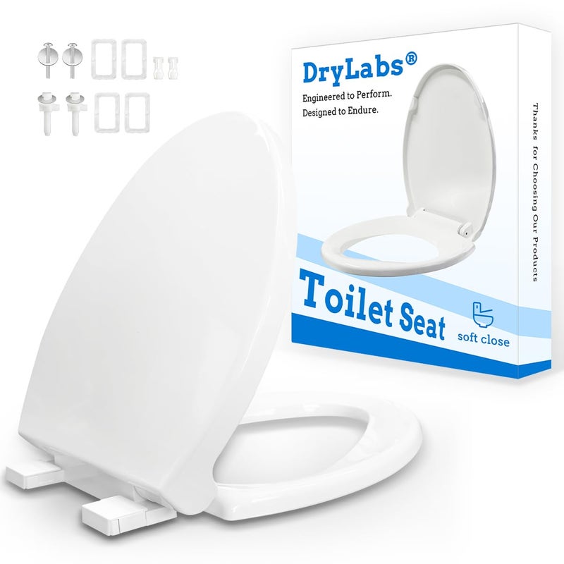 DryLabs Elongated Toilet Seat 18.5" - Soft Close, Durable PP Toilet Seat, Easy Installation & Removal, Fits Most Toilet Bowls - Image 1