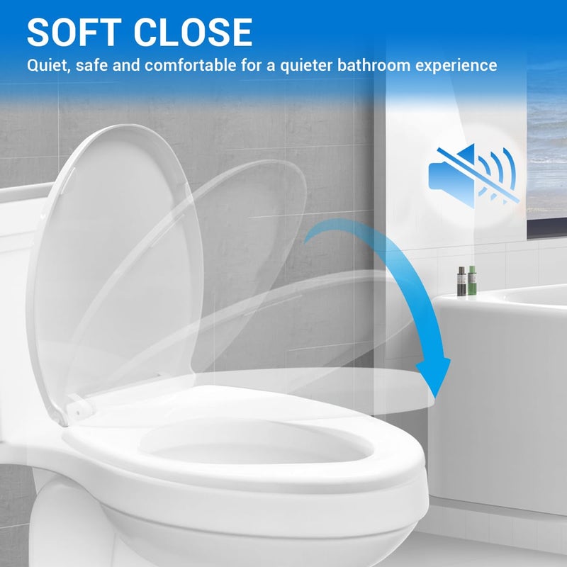 DryLabs Elongated Toilet Seat 18.5" - Soft Close, Durable PP Toilet Seat, Easy Installation & Removal, Fits Most Toilet Bowls - Image 3