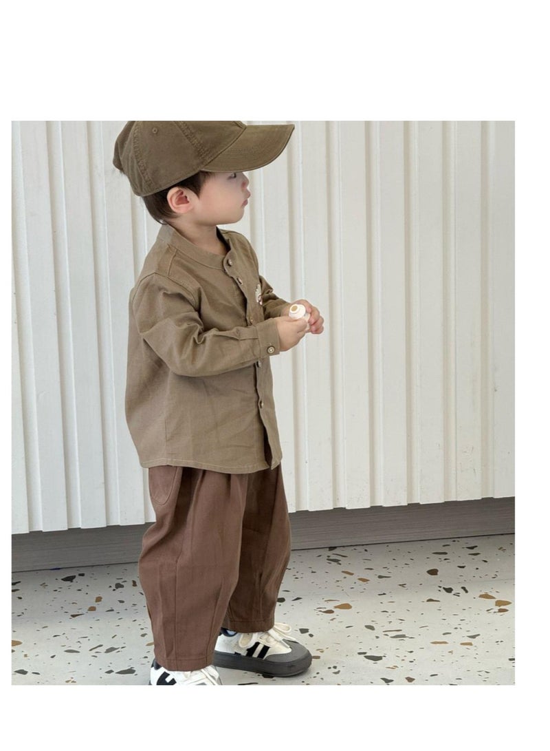 Children's Embroidered Long Sleeved Cotton Shirt Top+Pants Set  - Image 5