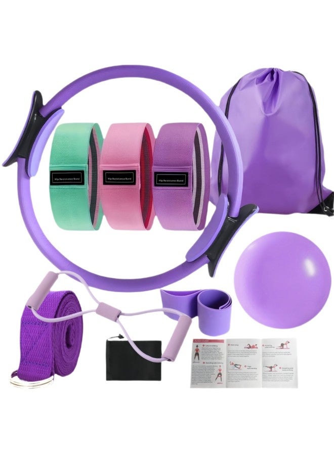 سترونج مجموعة اليوغا والبيلاتس المكونة من 10 قطع مع حلقة البيلاتس وكرة حزام رفع الورك مقاومة على شكل 8 - Image 5