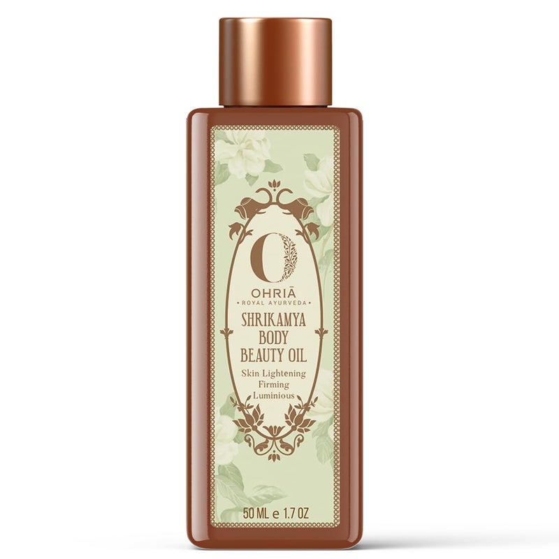 Ohria Ayurveda Shrikamya Body Beauty Oil Body Brightening Antipigmentation Oil Supports Hydration Firmness For All Skin Type 50ml - Image 1