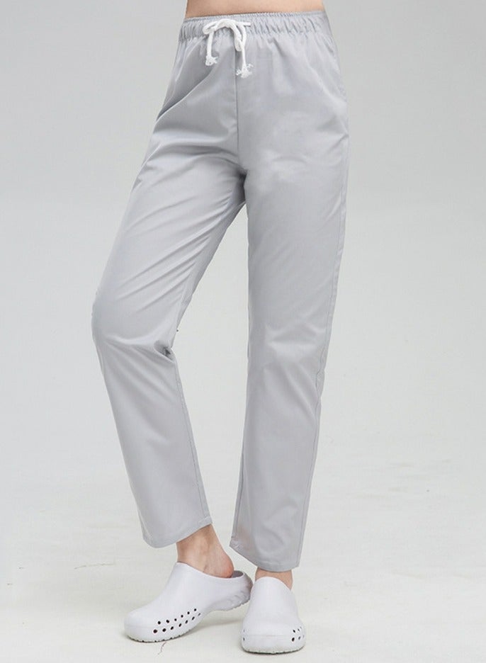 Loquat Medical Uniform Scrubs Pants Unisex Elastic Waist Pants Workwear Pale Grey