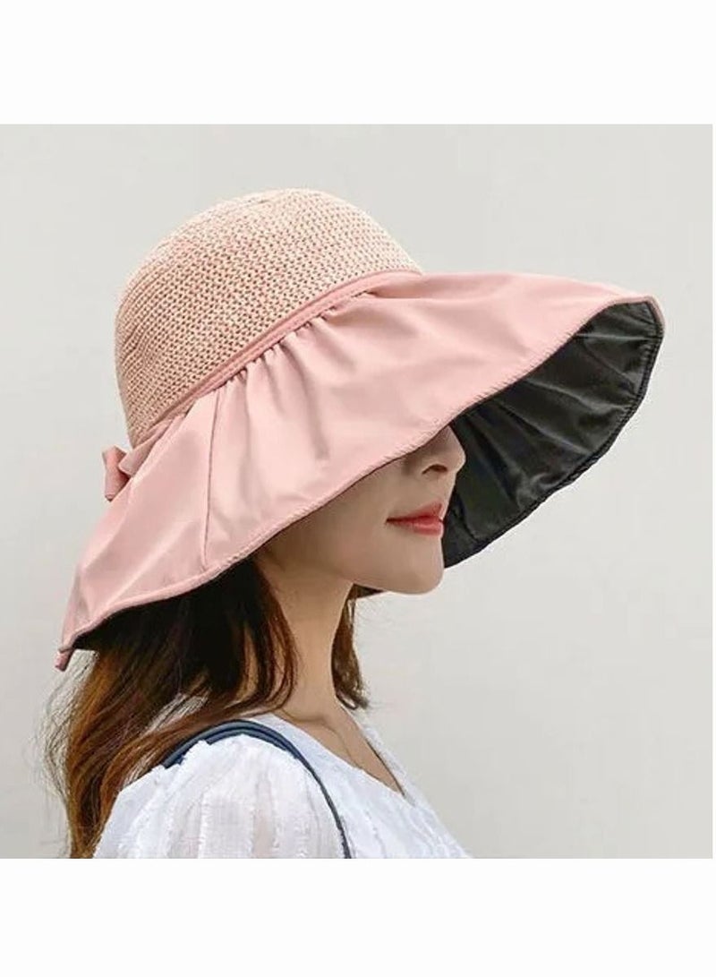 Women Wide Brim Sun Hat Summer Beach Sun Hat Travel Foldable Brim Floppy Beach Hats for Women Outdoor UV Protection Mesh Beach Fishing Bucket Hat - Image 1