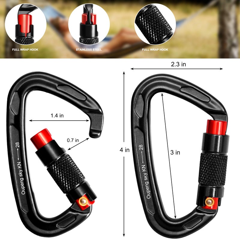 Oupeng sky Auto Locking Carabiner Clips - 28KN (6172lbs) Heavy Duty Caribeaners ï¼Œ4PCS Large Carabiner Clip for Keychainsï¼ŒHammockï¼ŒCamping, Gym, Hiking, Outdoor ï¼ŒDog Leash - Image 3